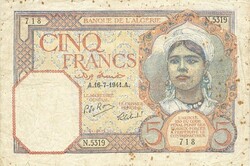 5 frank francs 1941 Algéria