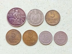 Románia 7 db Különböző Érme 5 10 25 50 Bani 1952-1957