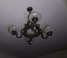 Kovácsoltvas csillár 4 ágú – rusztikus / vintage”, Lehoczky János iparművész