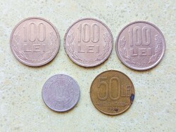 Románia 5 db Különböző Érme 50 100 1000 Lej Lei 1992-2001