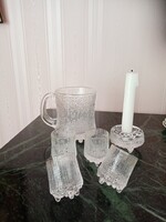 Skandináv / finn üveg Iittala Ultima Thule sörös korsó, vodkás pohár, gyertyatartó - Tapio Wirkkala