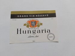 Hungaria félszáraz /demi sec pezsgő, italos címke 0.75 l - MAGYAR ÁLLAMI EXPORT PINCEGAZDASÁG