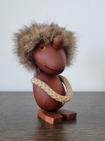 Dán ikonikus teakfa figura, jelzett -Hans Bolling, optimista