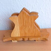 Napkin Holder! Hand-carved with Tulip Pattern, Made of Wood