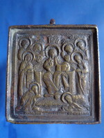 Kis orosz utazási ikon bronzból. 19. század