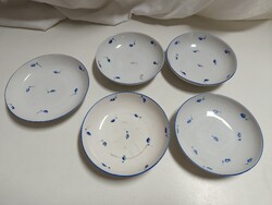 Herendi porcelán Tertia kék virág mintás kis tányérok -  nem hibátlan, 5 db