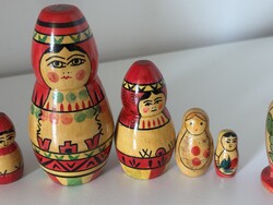 Vintage kézzel festett matrjoska / babuska baba szett – 3 db