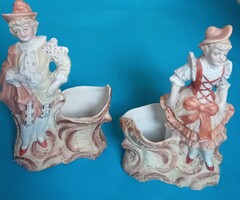 2 db rokokó stílusú porcelán fiú és lány