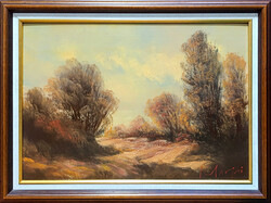 Marjai Antal: Alkonyat - Kerettel: 42x57 cm - Alkotás:35x50 cm - száma: 2402-1417