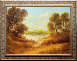 Marjai Antal: Októberi folyópart - Kerettel: 72x92 cm - Alkotás: 60x80 cm - száma: 2406/890