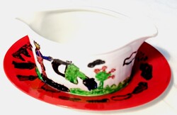 Egyedi mártásostál 1950-es évekből Seltmann Weiden Porcelánmanufaktúra Nyugat-Németország Bavaria