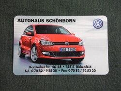 Kártyanaptár,műanyag,Volkswagen Polo V autó,2011  (4)