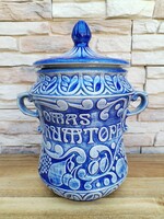 Omas Rumtopf/Granny’s Rumpot nagyméretű-33 cm kerámia edény Bay Keramik,West Germany,kobaltkék,ritka