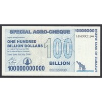 Zimbabwe,100.000.000.000 dollars 2008 UNC