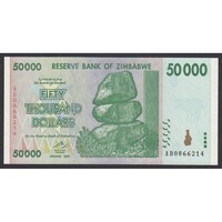 Zimbabwe,50000 dollars 2008 UNC