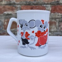 Zsolnay egeres - szerelmes egérkék porcelán bögre - csupor - pohár - csésze