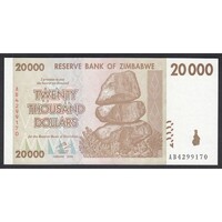 Zimbabwe,20000 dollars 2008 UNC
