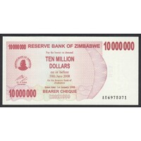 Zimbabwe,10.000.000 dollars 2008 UNC