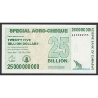 Zimbabwe,25.000.000.000 dollars 2008 UNC