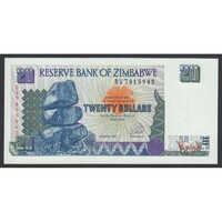 Zimbabwe,20 dollars 1997 UNC