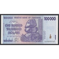 Zimbabwe,100.000 dollars 2008 UNC