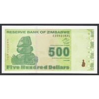 Zimbabwe,500 dollars 2009 UNC