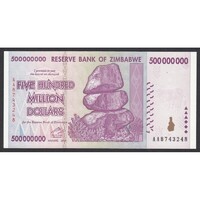 Zimbabwe,500.000.000 dollars 2008 UNC
