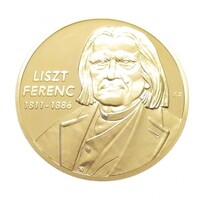 Magyarország,Nagy Magyarok sorozat - Liszt Ferenc - aranyozott proof UNC réz