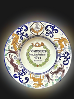 1971 Vadászati Világkiállítás nagyméretű fali színes figurális kerámia dísztányér 32 cm. RITKA