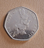 Egyesült Királyság 50 penny, 2017 - Beatrix Potter születése /Péter, a nyúl/ - Emlékérme