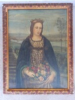 Antik festmény Szent Erzsébet olaj vászon szecesszió keret 1901 Highbury Carmel 578 6200