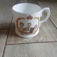 Szép régi brit porcelán koronázási emlékpohár (1937)