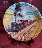 Mozdonyos porcelán tányér, falitányér akasztóval 2 (M6134)