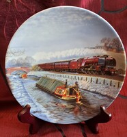 Mozdonyos porcelán dísztányér, falitányér 2 (M6141)