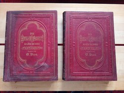 Antik német nyelvű Biblia két kötetes: Ó- és Újszövetség  (1870-es évek)  metszettel Gustave Dore