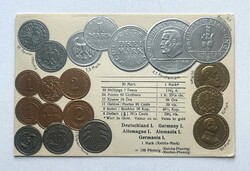 Németország 19 db érme / Reichmark és Hindenburg - Dombornyomott érmés képeslap - RITKA