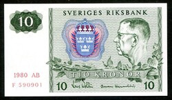 Svédország 1980 10 Kronor / Korona UNC