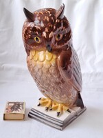 1 Ft-ról! Nagy méretű, régi német Katzhütte tudós bagoly porcelán figura