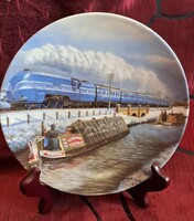 Mozdonyos porcelán dísztányér, falitányér 1 (M6140)