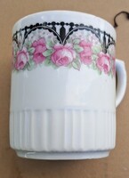 Zsolnay porcelán bögre rózsás mintával – apró peremhiba, dekoratív darab