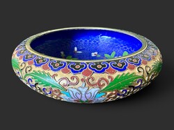 Chinese vintage cloisonné (recess enamel) gilded decorative plate