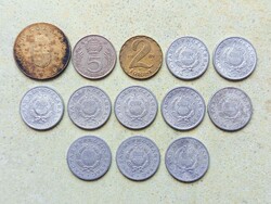 Magyarország 13 db Különböző Érme 1 2 5 100 Forint 1967-1994