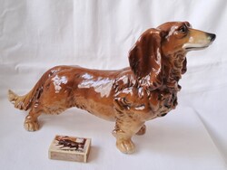 Nagy méretű Karl ENS / Volkstedt tacskó porcelán kutya figura