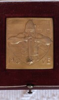 Bronz MOVE emlékplakett 1931-ből díszdobozában, 4,5 x 5 cm, 60 g