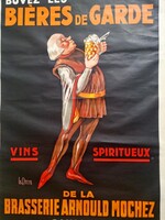 Eredeti 1930-as évekbeli francia sör reklámplakát, Le Clercq – Brasserie Arnould Mochez