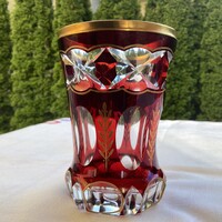 Biedermeier lapracsiszolt ólomkristály váza