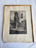 Wilhelm Pohl rézkvarc kép Förlitz városházának lépcsője