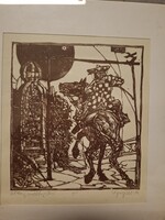König Róbert linómetszet, Próba II, Széchenyi emléklap, méret jelezve