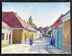 Bánovszky Miklós festőművész alkotása ! Szentendrei utcakép .