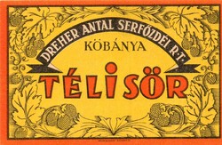 Sör címke: DREHER, Téli sör, Kőbánya.